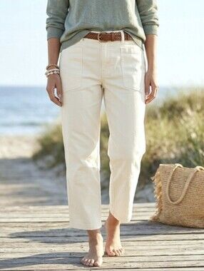 Sundance Cream Ankle-Crop Utility Pants Womens Plus Size16